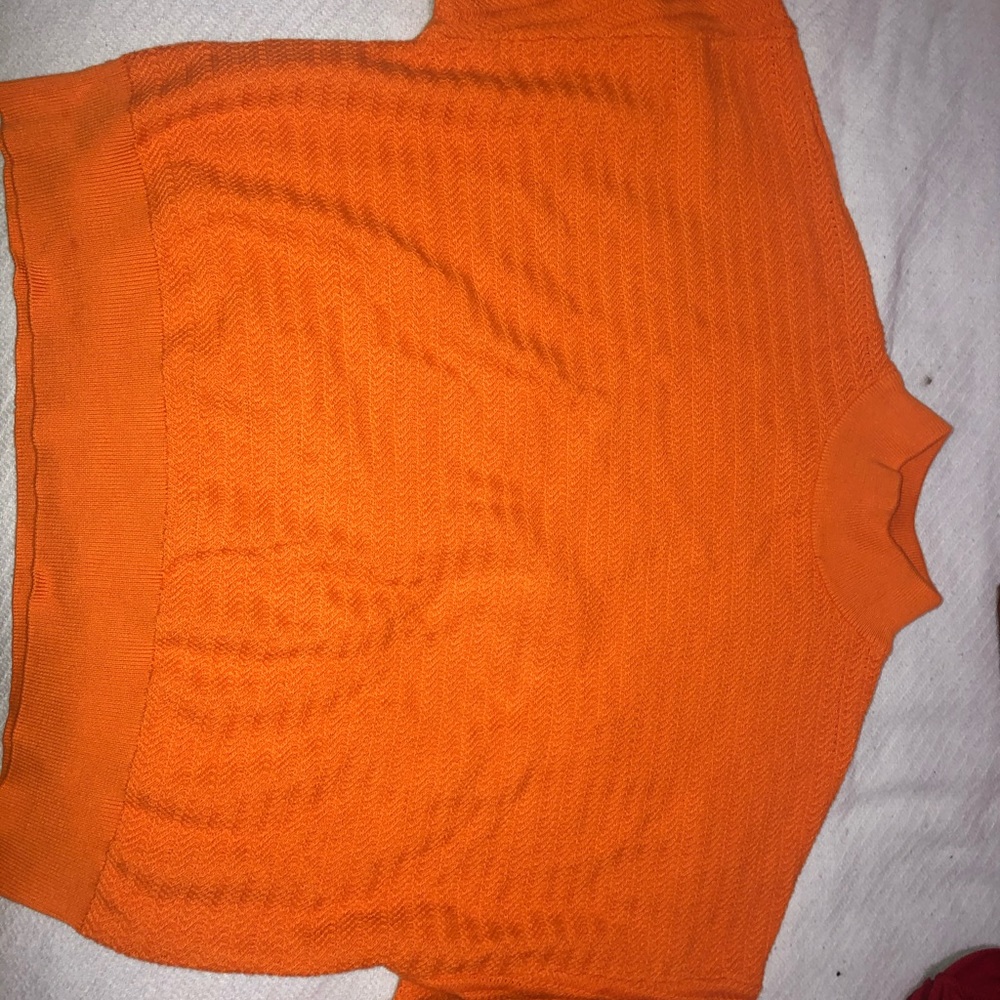 Orange Loose Fit Cropped Sweater